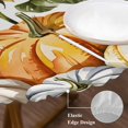thumbnail image 3 of Orange Pumpkin Fall Round Tablecloth, Fitted Table Cover with Elastic for 55"-60" Round Tables, Thanksgiving Sunflower Botanical Table Cloth Outdoor Indoor Dinning Party Waterproof Tablecloths, 3 of 7