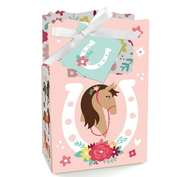 Big Dot of Happiness Run Wild Horses - Pony Birthday Party Favor Boxes - Set of 12