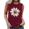 thumbnail image 1 of Pompotops T-Shirt Sans Manches Décontracté d'Été pour Femmes, Col Rond Imprimé, Ample, 1 of 4