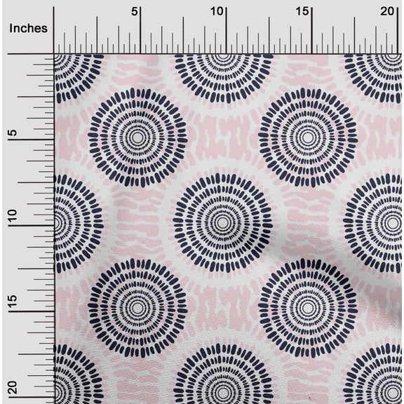 oneOone Georgette Viscose Navy Blue Fabric Circle Block Quilting Supplies Print Sewing Fabric By The Yard 42 Inch Wide