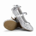 thumbnail image 2 of Kushyshoo Silver Girls Dress Shoes Mary Jane Pumps with Bow 1.5in Low Heel Wedding Party Princess 8M, 2 of 5