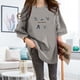 thumbnail image 4 of Camiseta de mujer estampada de manga corta con cuello redondo y camiseta holgada de verano, gris, M seitruly AP001204-09B, 4 of 7