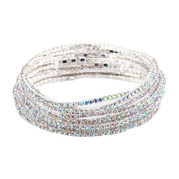 YIEMEEN Stylish Rhinestones Handchain Multilayered Elastic Bracelet Colorful Gemstones Wristbands for Parties and Celebrations