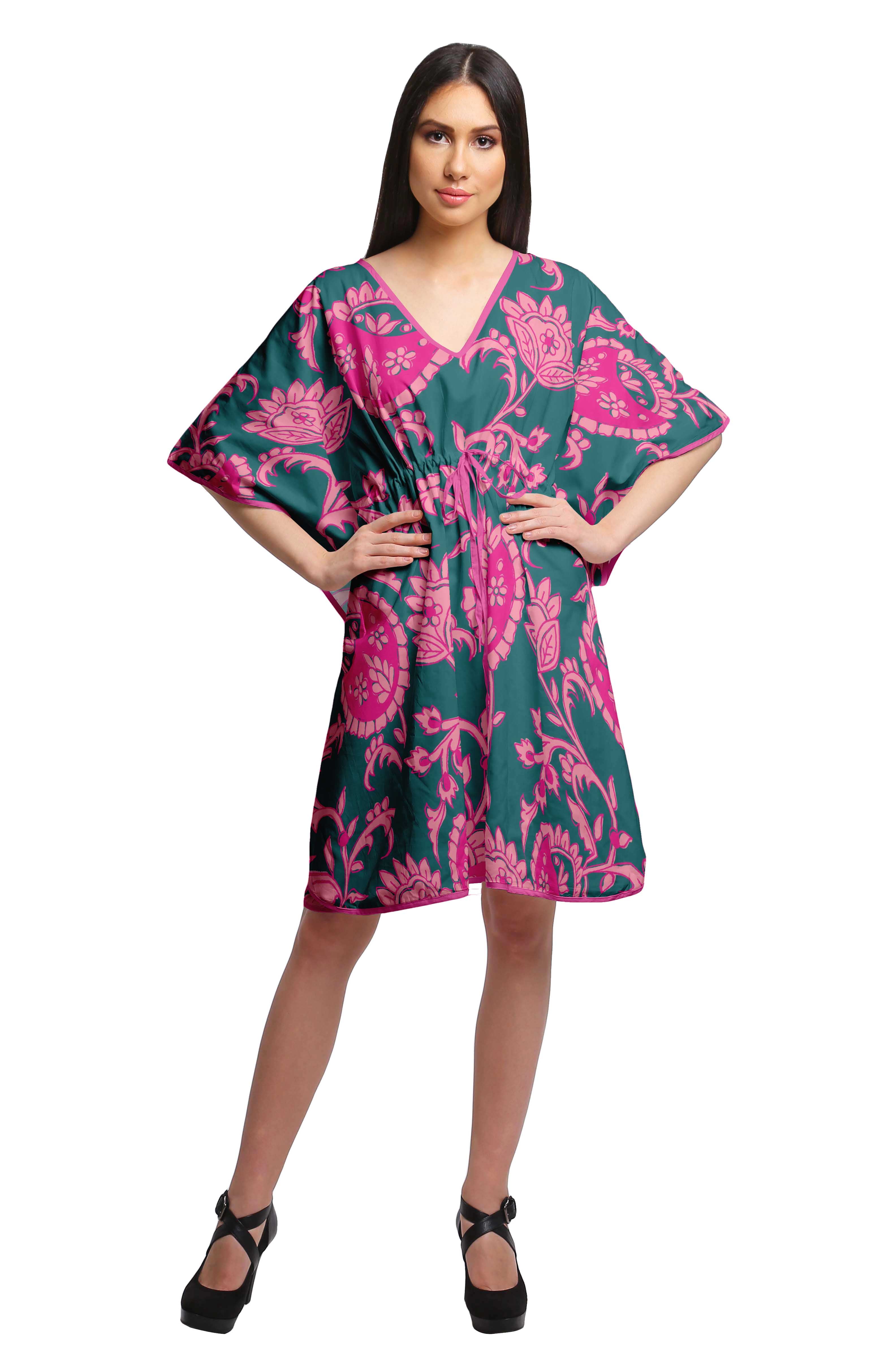Moomaya Beach Kaftan Dresses for Women Printed Bikini Cover Up Caftan Plus Size 