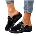 thumbnail image 1 of Womens Closed Toe Wedge Sandals Fashion Patent Leather Wide Width Platform Mules Comfortable Non Slip Work Clogs Black Size 8, 1 of 6
