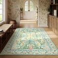 thumbnail image 2 of Moynesa 6'x9' Green Washable Rugs for Bedroom, Boho Floral Living Room Rugs Non-Slip, Soft Low-Pile Carpet Rug for Dining Room Dorm,Green, 2 of 6