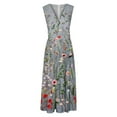thumbnail image 5 of Fankiway Robe Longue Sans Manches à Col en V Imprimée Mode Printemps/été pour Femmes Robes de Plage Grande Taille pour Femmes, 5 of 5