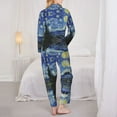 thumbnail image 3 of Pajama Sets for Women 2 Pcs, The Starry Night Button Down Long Sleeve Sleepwear Lounge PJ Sets, 3 of 6