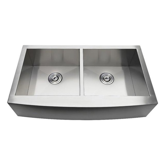 Gourmetier GKTDF36209 Modern Drop-In Stainless Steel Double Bowl Farmhouse Kitchen Sink - Brushed
