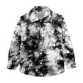 thumbnail image 7 of Boys Button Up Shirts Chest Pocket Fashion Tie-dye Long Sleeve Collared Dress Shirt for Kids Boy Girl Blouse, 3-4 Years Black, 7 of 7