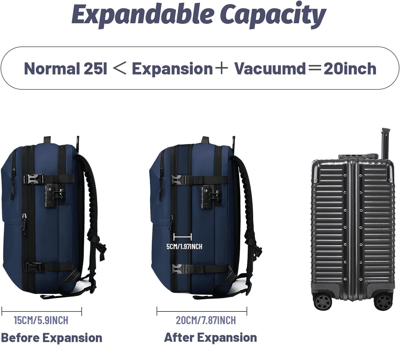 Airpack Backpack-Expandable Backpack Vacuum with Pump, Travel Vacuum Bag with Anti Theft Lock,Air Compression Vacpack for Men and Women