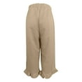 thumbnail image 5 of FUNUONY Womens Cropped Yoga Sweatpants Wide Leg High Waisted Lounge Pajamas Pants Comfy Workout Loose Pants with Pockets Linen Solid Color Elastic Waistband Ruffled Seven Quarter Pants Khaki Xxl, 5 of 5