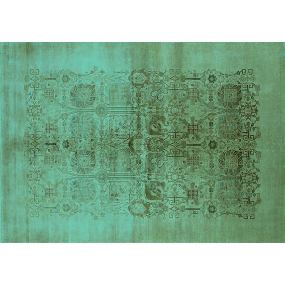 Ahgly Company Indoor Rectangle Oriental Turquoise Blue Industrial Area Rugs, 6' x 9'