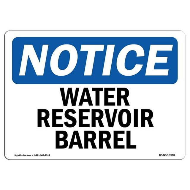 SignMission OS-NS-A-1218-L-18982 12 x 18 Po Panneau d'Avertissement OSHA - Réservoir d'Eau Baril