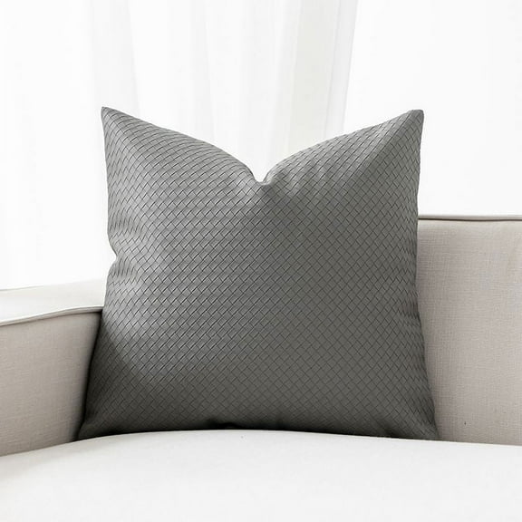 Zhuge 2Pcs Brighten Up Your Bedroom with Distinctive Woven Textured LeatherPillowcase Designs 11.81x19.69inch(gray）