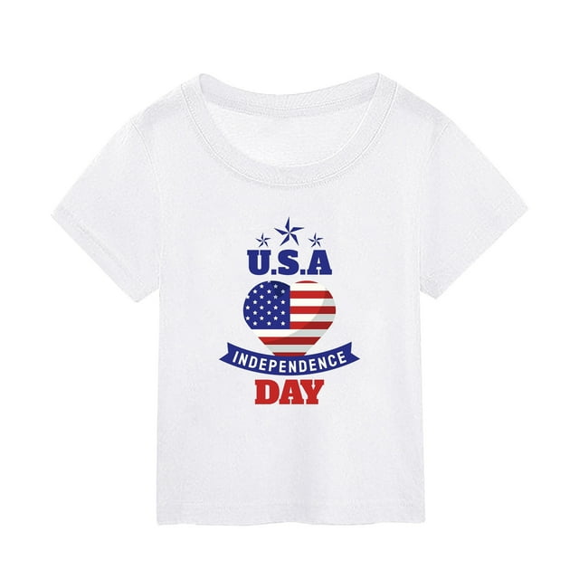 Icvfdpl Shirts For Teen Girls,Independence Day Printed Short Sleeved Top Skin-Friendly Holiday 9-10 Years