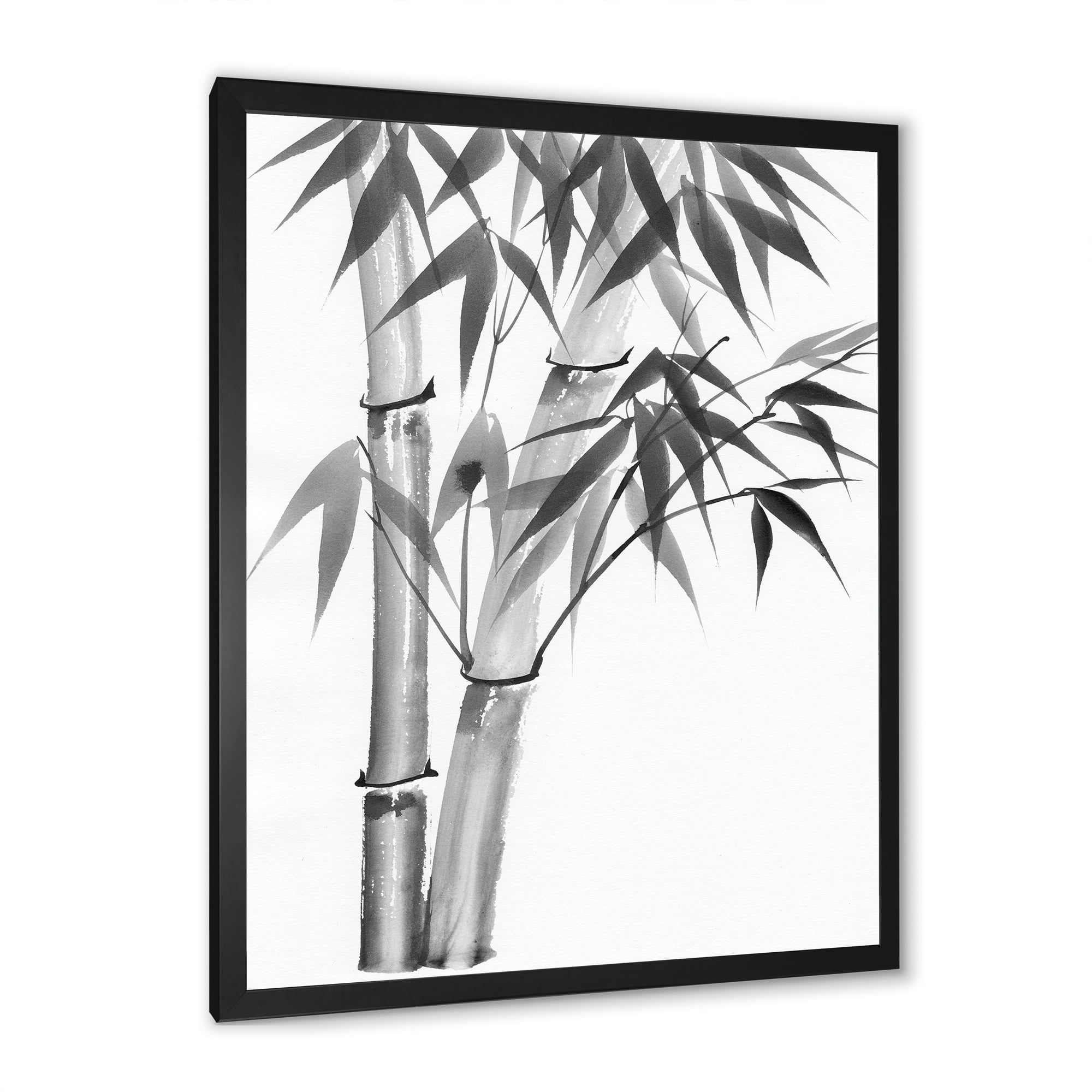 Designart 'Vintage Black and White Bamboo' Traditional Framed Art Print