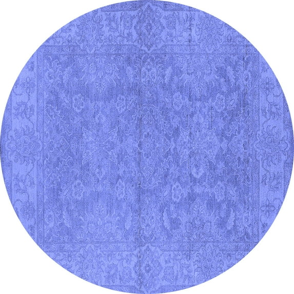 Ahgly Company Indoor Round Oriental Blue Industrial Area Rugs, 6' Round