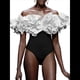 thumbnail image 3 of Traje de Baño de una Pieza para Mujer, Falda Cruzada, Pareo, Bikini con Estampado Floral Retro. y Negro M, 3 of 8
