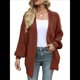 thumbnail image 1 of Chaqueta de Punto Extragrande de Larga con Abertura Frontal y Bolsillos para Mujer, Estilo 2025 Marrón L, 1 of 7