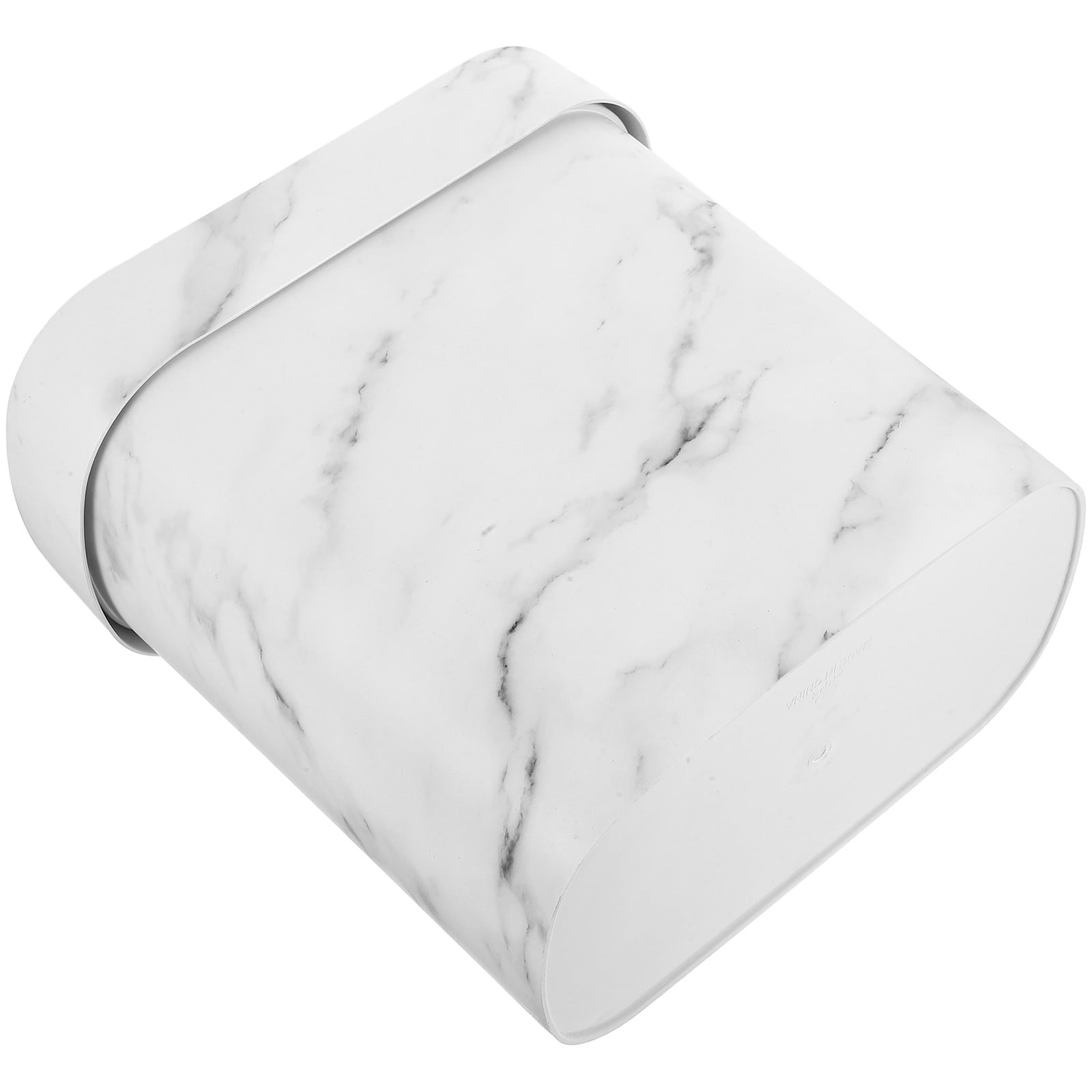 Soimiss White Marble Pattern Oval Plastic Wastebasket Lidless Trash Can for Bathroom and Kitchen