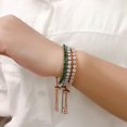 thumbnail image 4 of Silver Rose Gold Plated Full Cubic Ziron Filled Wedding Statement Cocktail Party Adjustable Size Strand Bracelet, 4 of 4