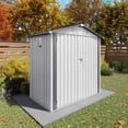 thumbnail image 3 of 6X3.6FT Metal Storage Shed, Tool Shed with Peaked Roof Waterproof with Clear Window and Lockable Door Compact Tool Shed, White Gray, 3 of 13