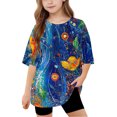 thumbnail image 2 of Virmaxy (5-15 Years) Boys Girls Fashion Casual Shirt Teenagers Solid Color Short Sleeve Round Neck Top Summer Loose Casual Trendy Pullover Shirt Multicolor-26 14 Years, 2 of 8