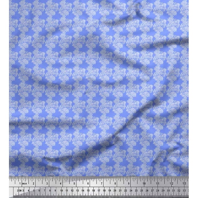 Soimoi Polyester Crepe Fabric Stencil Floral Decor Fabric Printed Yard 52 Inch Wide