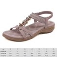 thumbnail image 2 of Sandalias planas con diamantes de imitación de moda, sandalias bohemias simples de cuña baja elegantes para mujer, 2 of 9