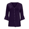 thumbnail image 4 of Aloohaidyvio Tops Fashion Women Summer 3/4 Sleeve Cardigan Solid Color Casual Blouse Tops, 4 of 5