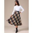 thumbnail image 3 of DARING DIVA Women's Vintage Plaid A-Line Work Long Maxi Skirt X-Small Khaki, 3 of 6