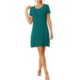 thumbnail image 2 of INSPIRE CHIC Women's Sleepshirt Short Sleeve Ruffle Nightgown Sleep Dress Loungewear Nightshirts XL Peacock Green, 2 of 6