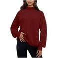 thumbnail image 3 of ZyeKqe Womens Sweatshirts High Neck Fleece Lined Casual Fall Long Sleeve Loose Fitted Solid Color Pullover Tops, 3 of 5