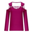 thumbnail image 5 of Blmnix Purple Cute Tops for Ladies Blouse Long Sleeve V-Neck Solid Cut Out Trendy Fall Tops, 5 of 5