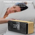thumbnail image 4 of Altavoz Bluetooth con reloj de madera, altavoz pequeño para computadora de casa móvil, con vetas de madera amarillas, 4 of 5
