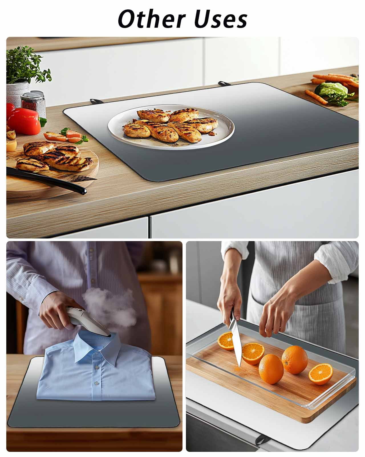 Stove Top Covers for Electric Stove, Grey Ombre Glass Stovetop Cover Protector, Gray White Gradient Modern Abstract Art Induction Cooktop Protector Oven Mat for Kitchen Countertop 24"x21"
