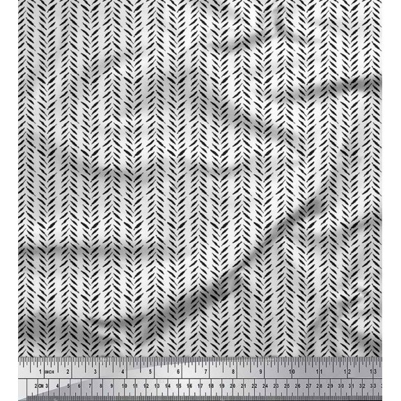 Soimoi Cotton Voile Fabric Leaves Block Print Fabric by The Yard 42 Inch Wide