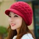 thumbnail image 1 of Gorro de pelo de conejo para mujer, gorro tejido de invierno, gorro cálido para mujer (rojo más nuevo) Rojo Verde, 1 of 3