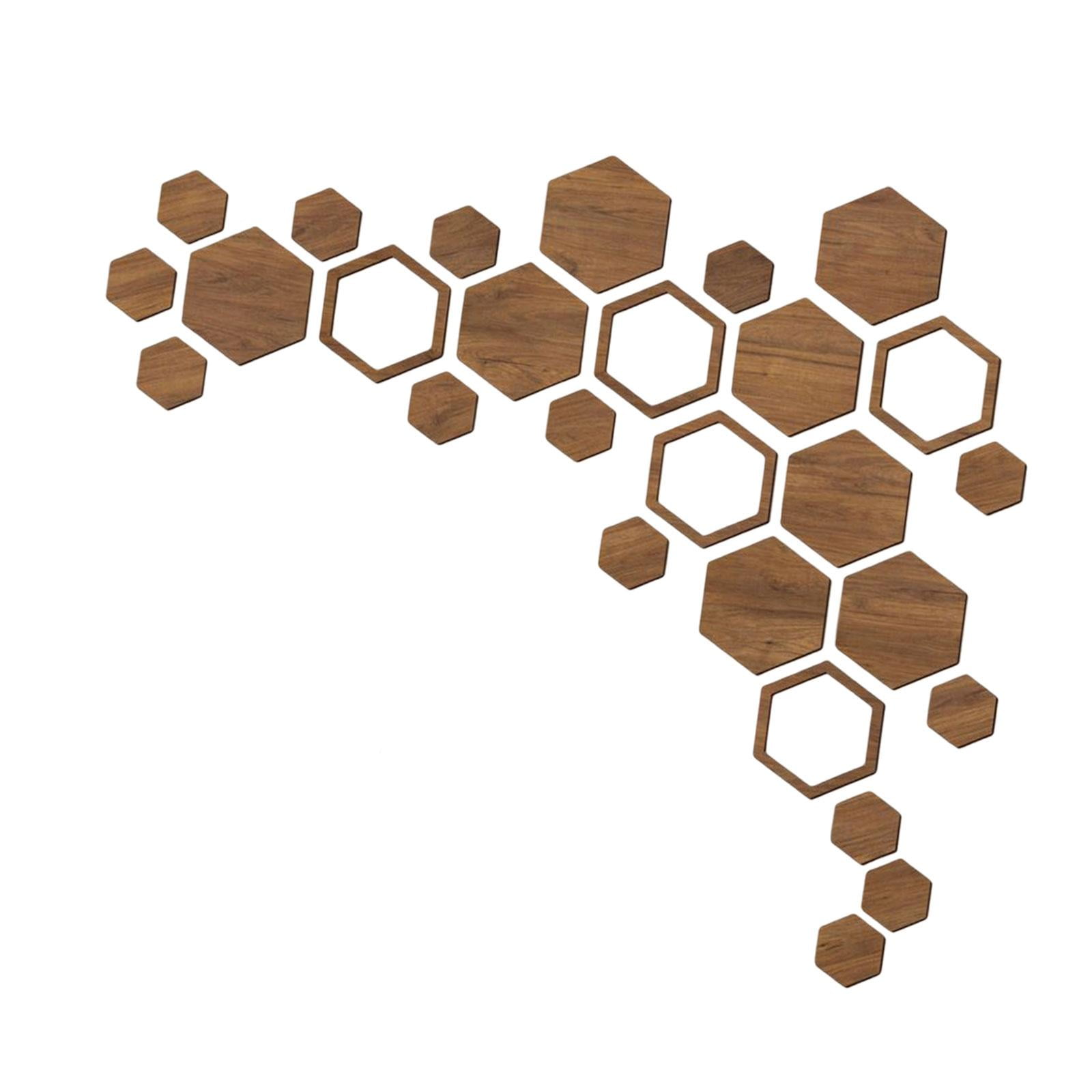 Hexagonal Wood Wall Stickers Home Decoration Murals Decals DIY Wallpaper 3D for Background