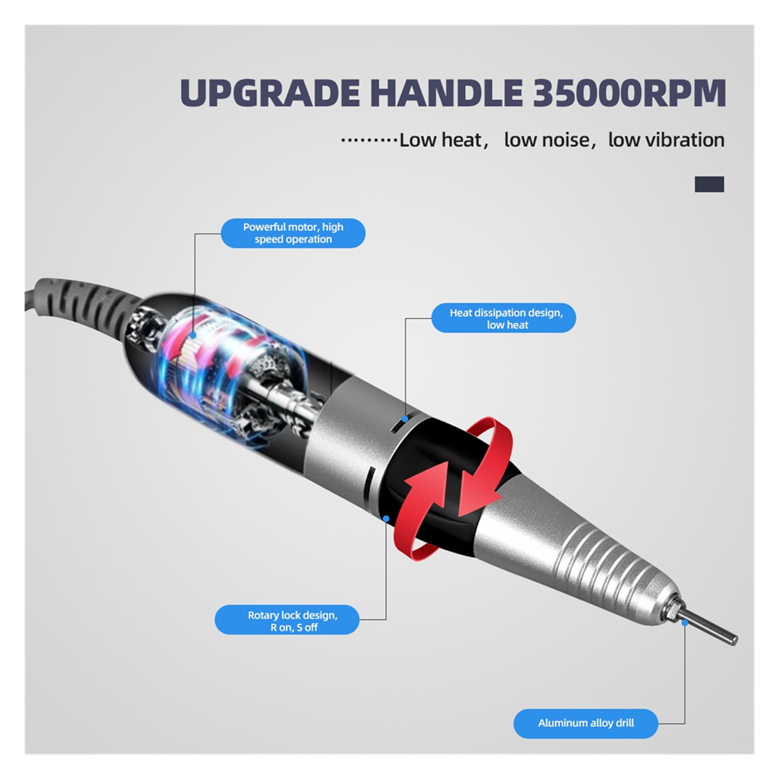 35000RPM Nail Drill Machine, LED Display Electric Nail Sander, Adjustable Speed Mill For Manicure With Foot Pedal Nail Tool