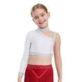 thumbnail image 4 of YUUMIN Kids Girls Crop Tank Tops with Feather Skirted Briefs Set Modern Latin Jazz Ballroom Dance Costume White 8, 4 of 7