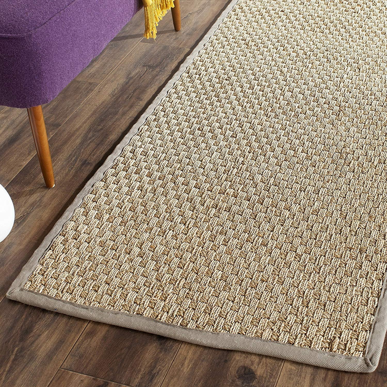 Safavieh Natural Fiber Collection NF114P Basketweave Natural and Grey