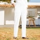 thumbnail image 4 of Pantalones de pana Prolriy para mujer, estilo casual, con personalidad, color liso, cintura elástica, a rayas, pierna recta, color blanco XXXL, 4 of 4