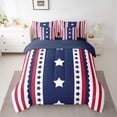 thumbnail image 2 of Homewish Cute American Stars Bedding Comforter Set, Navy Red Stripes Ombre King Bedding Sets, Cartoon US Flag Reversible Bed Sheets, Ultra Soft Bedroom Decor, 2 of 7