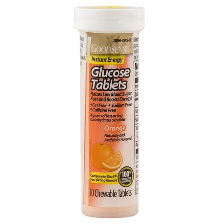 GoodSense Glucose Tablets, Orange, 10 Ct