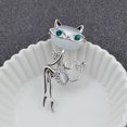 thumbnail image 2 of Broche de gato TUNC Vintage Faux Opal Crystal Bufanda Chal Adorno Plata, 2 of 5