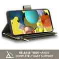 thumbnail image 5 of Compatible with Samsung Galaxy A51 5G/A 51 5G UW Verizon Wallet Phone Case and Tempered Glass Screen Protector Flower Faux Leather Flip Credit Card Holder Stand Zipper Cell Cover for 51A Women Grey, 5 of 9