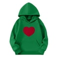thumbnail image 2 of Milgrthf Chandails à Capuchon et Chandails Molletonnés pour Filles avec Écusson en Forme de Cœur, Épais, Manches Longues, Col Ras du Cou, Chandail à Capuche à Enfiler pour Préadolescente, Vert, 3 Ans, 2 of 4