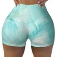 thumbnail image 2 of Fotbe Blue Marble Shorts Sin Costuras – Shorts Deportivos de Cintura Alta para Mujer, Elásticos para Gimnasio, Yoga, Running o Ciclismo-Small, 2 of 8